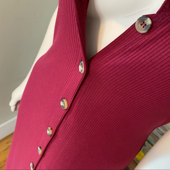 Society & Stitch Red Button Down Ribbed Knit Dress - Picture 6 of 13